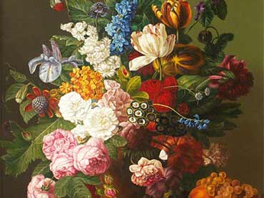 Натюрморт Ваза с цветами и фруктами