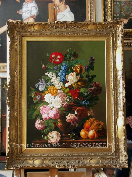 Натюрморт с цветами и фруктами 60х80см. холст, масло. 2010год
